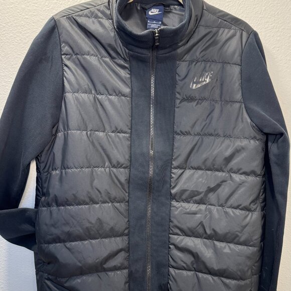 NIKE Tech Fleece Puffer Advance Bomber Jacket Black Goose Down Women's Sz M - Picture 3 of 9